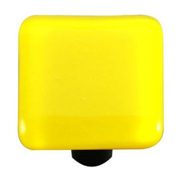 Hk1010-ka Canary Yellow Square Glass Cabinet Knob - Aluminum Post