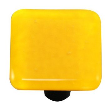 Hk1012-ka Sunflower Yellow Square Glass Cabinet Knob - Aluminum Post
