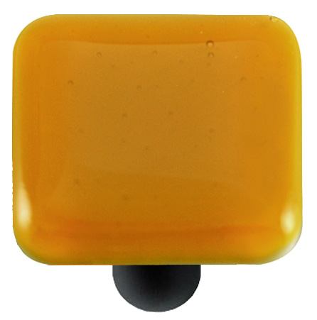 Hk1013-kb Medium Amber Square Glass Cabinet Knob - Black Post
