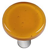 Hk1013-kra Medium Amber Round Glass Cabinet Knob - Aluminum Post