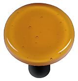 Hk1013-krb Medium Amber Round Glass Cabinet Knob - Black Post