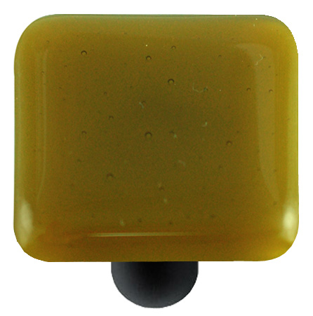 Hk1014-kb Chartreuse Square Glass Cabinet Knob - Black Post