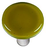 Hk1014-kra Chartreuse Round Glass Cabinet Knob - Aluminum Post