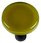 Chartreuse Round Glass Cabinet Knob - Black Post