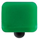 Emerald Green Square Glass Cabinet Knob - Black Post