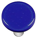 Deep Cobalt Blue Round Glass Cabinet Knob - Aluminum Post