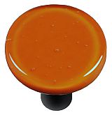 Burnt Orange Round Glass Cabinet Knob - Black Post
