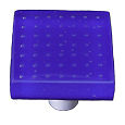 Hk1209-ka Bubbles Deep Cobalt Blue Square Glass Cabinet Knob - Aluminum Post