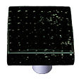 Hk1213-ka Bubbles Black Square Glass Cabinet Knob - Aluminum Post