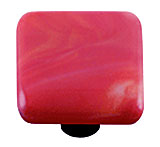Hk2002-ka Swirl Red White Square Glass Cabinet Knob - Aluminum Post