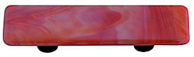 Hk2002-pb Swirl Red White Square Glass Cabinet Knob - Black Post