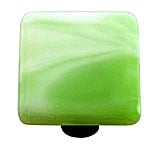 Hk2004-ka Swirl Light Green Square Glass Cabinet Knob - Aluminum Post