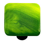 Hk2005-ka Swirl Yellow Green Square Glass Cabinet Knob - Aluminum Post