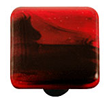 Black Swirl Brick Red Square Glass Cabinet Knob - Aluminum Post