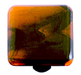 Black Swirl Opal Orange Square Glass Cabinet Knob - Black Post