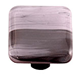 Black Swirl Dusty Lilac Square Glass Cabinet Knob - Aluminum Post
