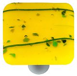Mardi Gras Green With Sunflower Yellow Square Glass Cabinet Knob - Aluminum Post