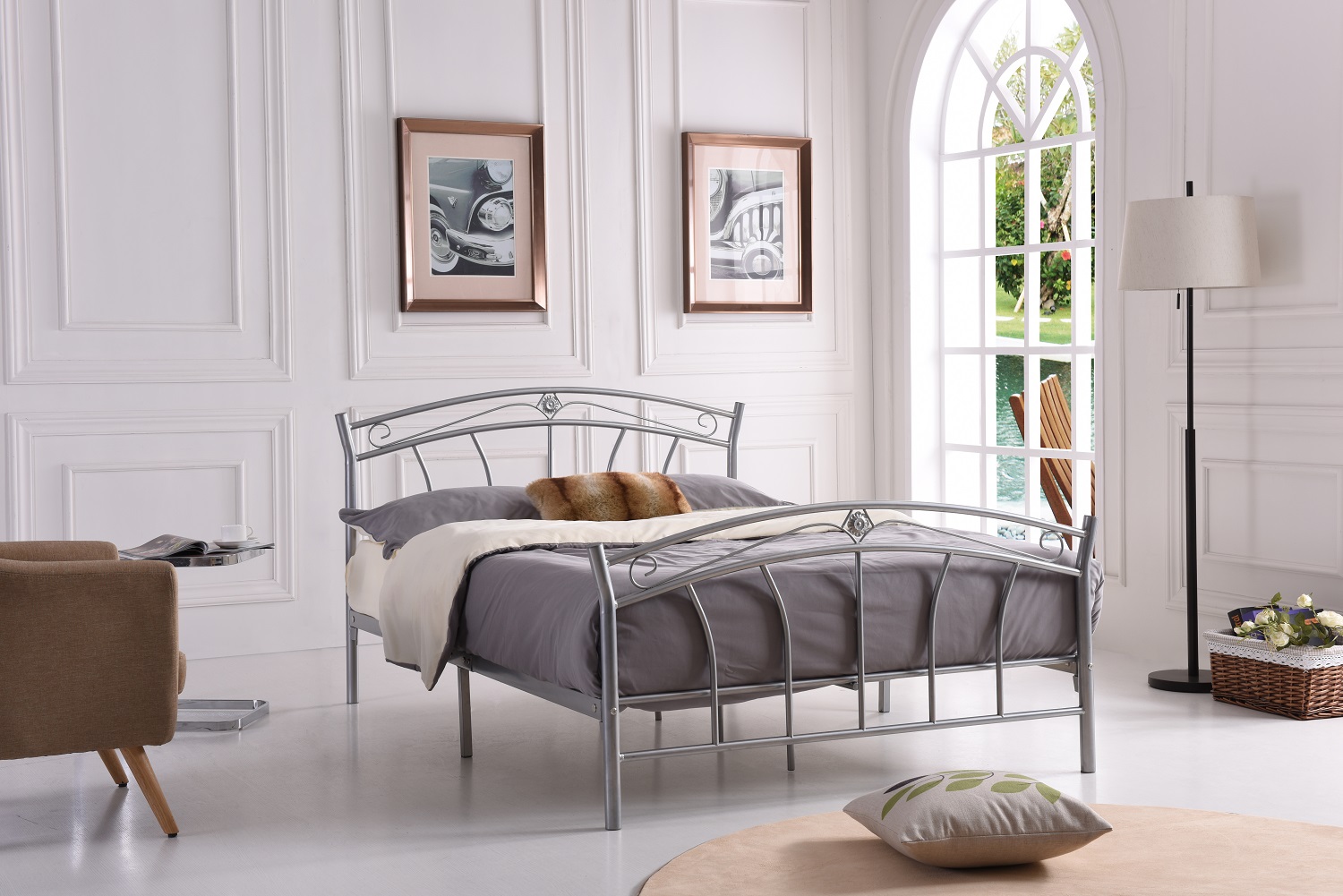 Hi816 Silver Twin Size Metal Bed