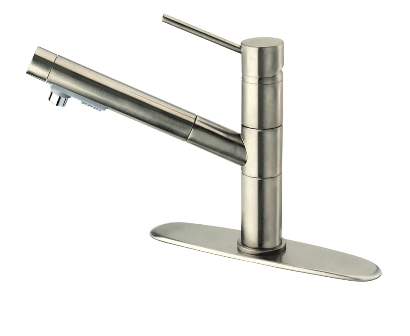 Jpom-400-n Single Handle Kitchen Faucet With Pull-out 2 Mode Spray, Polished Nickel