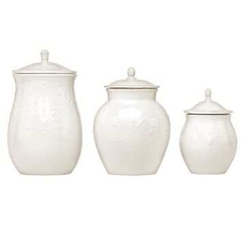 825738 French Perle Wh Dw Canisters S/3 - Pack Of 1