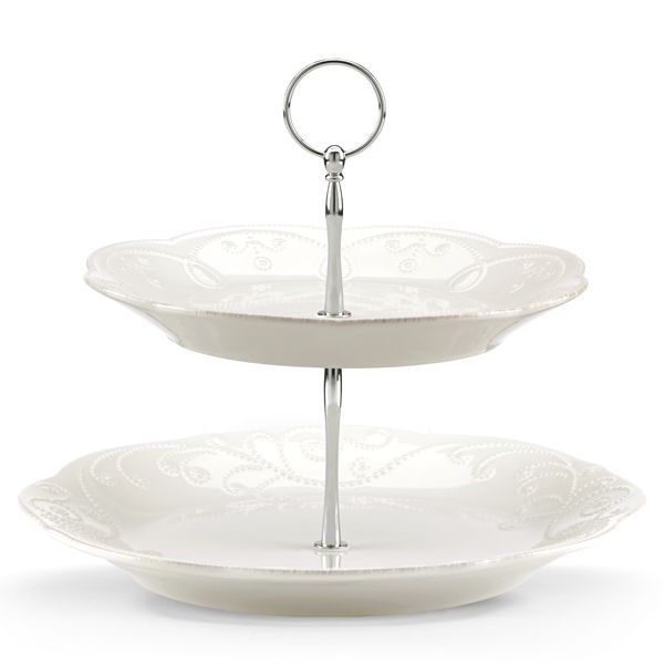 844453 French Perle Wh Dw Tiered Server - Pack Of 1