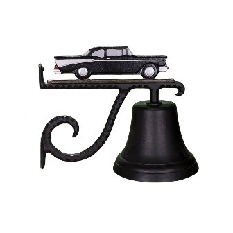 Cb-1-13-bw Cast Bell With Black And White Classic Car Ornament