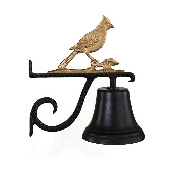 Cast Bell With Gold Bronze Cardinal Ornament