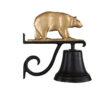 Cast Bell With Gold Bronze Bear Ornament