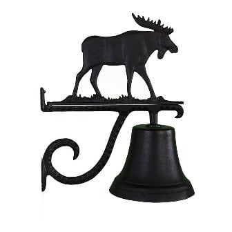 Cb-1-46-sb Cast Bell With Satin Black Moose Ornament