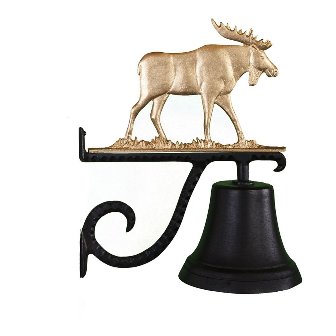 Cb-1-46-gb Cast Bell With Gold Bronze Moose Ornament