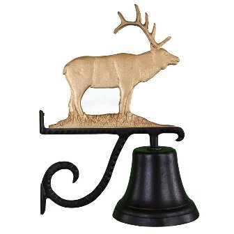 Cb-1-47-gb Cast Bell With Gold Bronze Elk Ornament