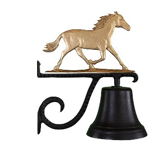 Cb-1-74-gb Cast Bell With Gold Bronze Horse Ornament