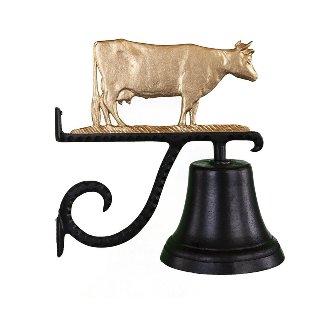 Cb-1-75-gb Cast Bell With Gold Bronze Cow Ornament