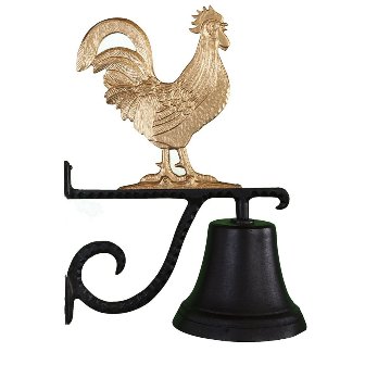 Cb-1-76-gb Cast Bell With Gold Bronze Rooster Ornament