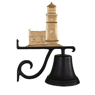 Cast Bell With Gold Bronze Cottage Lighthouse Ornament