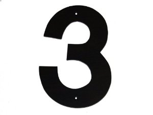 3 In. Helvetica Modern Font Individual House Number 3