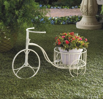 57071195 White Tricycle Planter & Plant Holder Display Whimsy