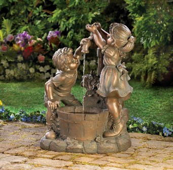 57070049 Children Outdoor Garden Water Fountain With Fun And Play Bronze Look