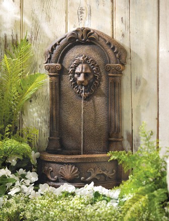 57070053 Lions Head Courtyard Outdoor Water Fountain With Submersible Pump