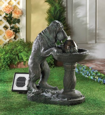 57070054 Thirsty Dog Faux Bronze Garden Solar Water Fountain