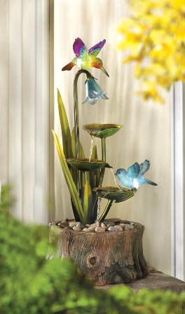 57070038 Hummingbirds Haven Outdoor Water Fountain With Lights
