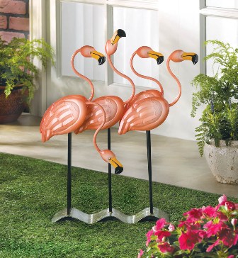 57070077 Pink Flock O Flamingos Garden Art Decor Stakes