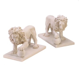 57070896 Regal Lion Statue Duo
