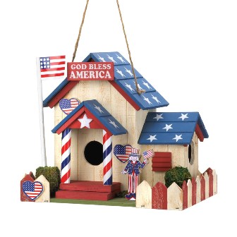 57070917 God Bless America Birdhouse With Patriotic Charm