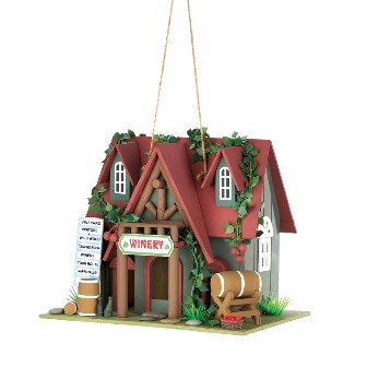 57071014 Winery Red Roof Wood Cottage Birdhouse