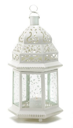 57070948 Large White Moroccan Candle Lantern