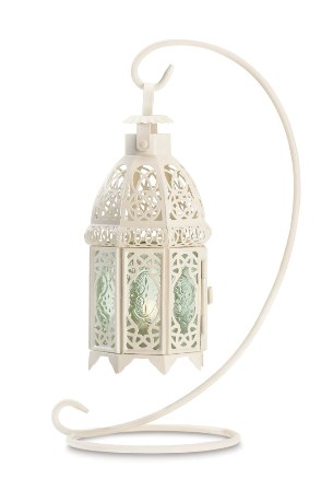 57070941 White Fancy Candle Lantern With Stand