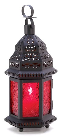 57070451 Red Moroccan Style Candle Lantern