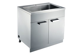 Dawn Kitchen Ssc3336 Stainless Steel Sink Base Cabinet With Built In Garbage Can And Cutting Board
