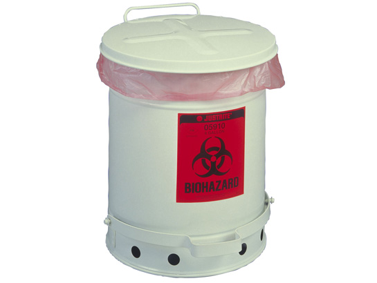 Justrite 05910 6 Gallon Biohazard Waste Can